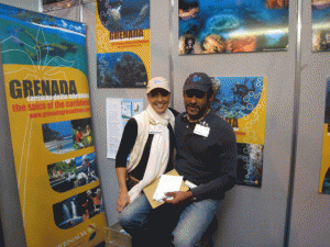 Scuba Diving in Grenada Christine and Andre at the Grenada booth in Birmingham