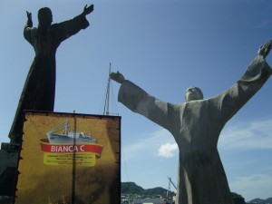 Christ of the Deep with its namesake in the Carenage